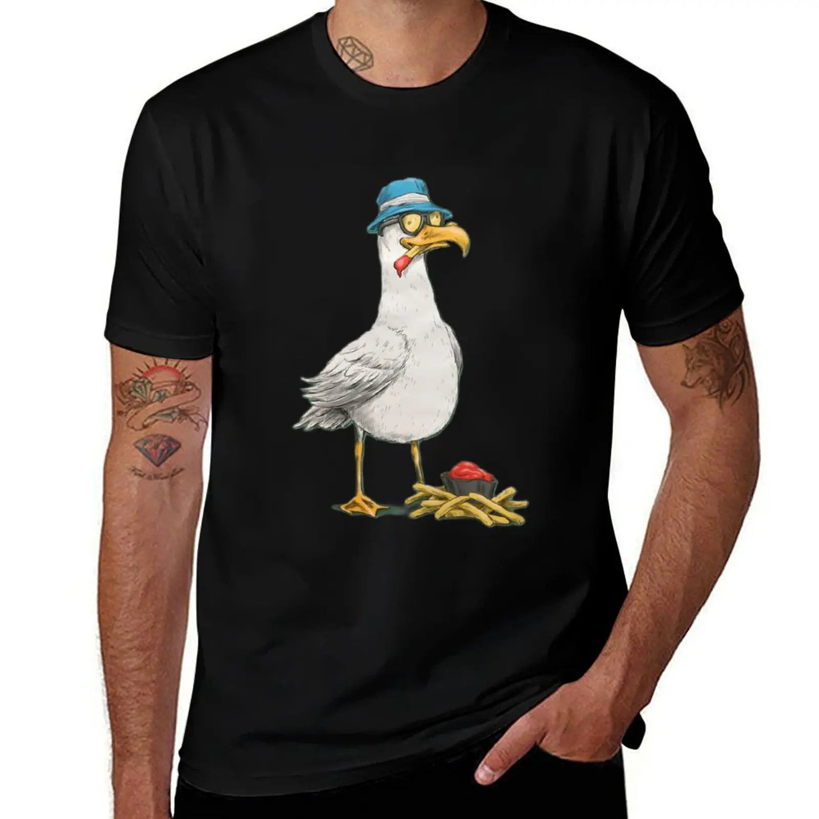 Seagull with fries Classic T-Shirt custom shirt oversizeds anime figures funny t shirts men