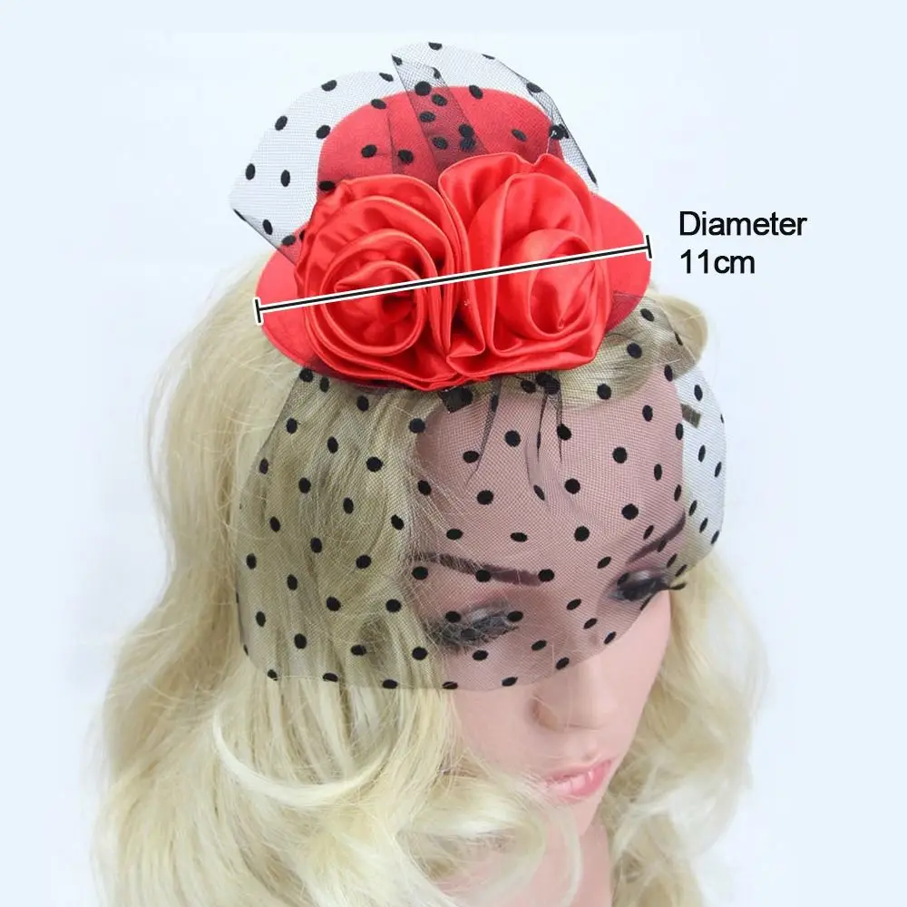 Women Girls Small Hat Headband Hairpin Wedding Party Flower Fascinator Hat Floral Hair Cap Floral Mesh Veil Headdress