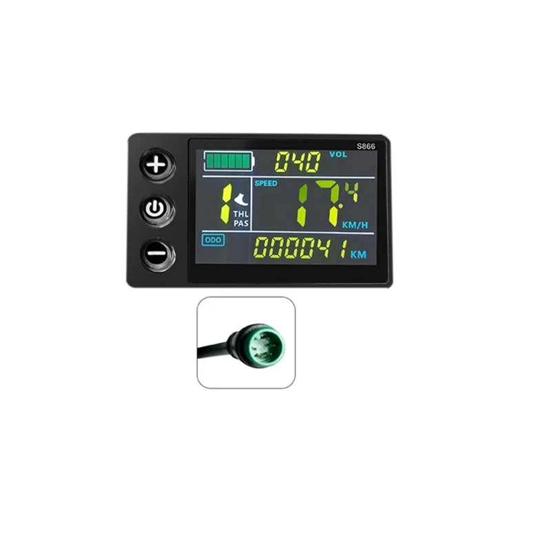 LCD-S866 rower elektryczny kolorowy wyświetlacz LCD Instrument 24V 36V 48V modyfikacja rower elektryczny, wodoodporne złącze