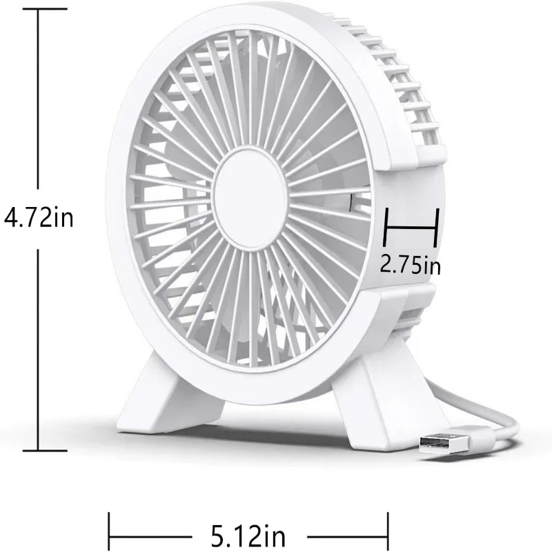 

Desktop Small Fan, Desktop, White - For or office use, super quiet personal fan, high range, multiple charging, lightweight and