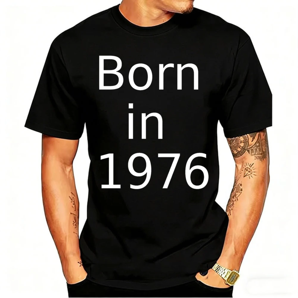 By Item Preview Born in 1976 T-shirt Designed and Vintage Classic Fashion Streetwear Crewneck Short-sleev All-match T-shirts