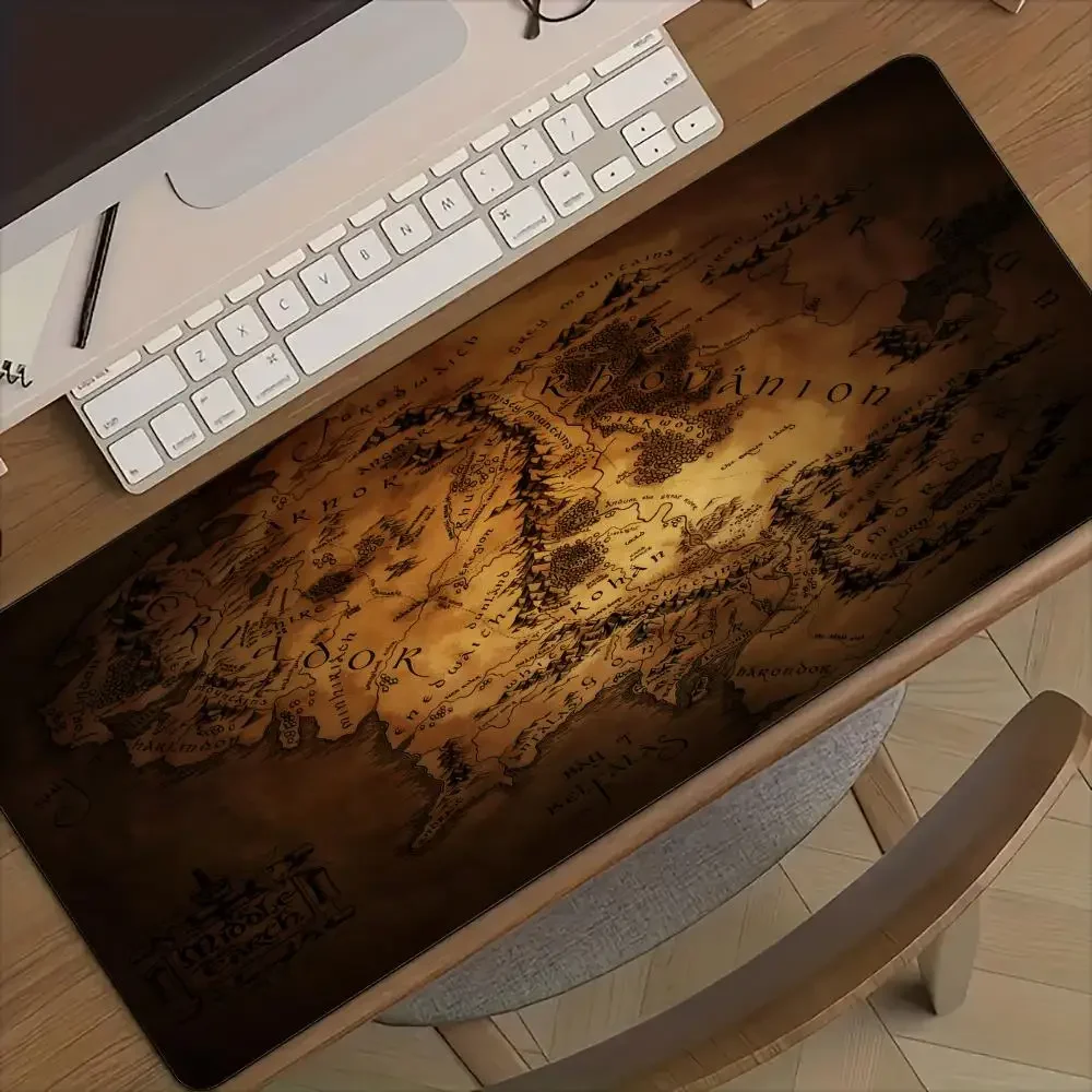 Grand tapis de souris rétro avec carte de défilement, tapis de bureau avec bord cousu, accessoires antidérapants en caoutchouc pour pc, tapis de jeu pour clavier et souris