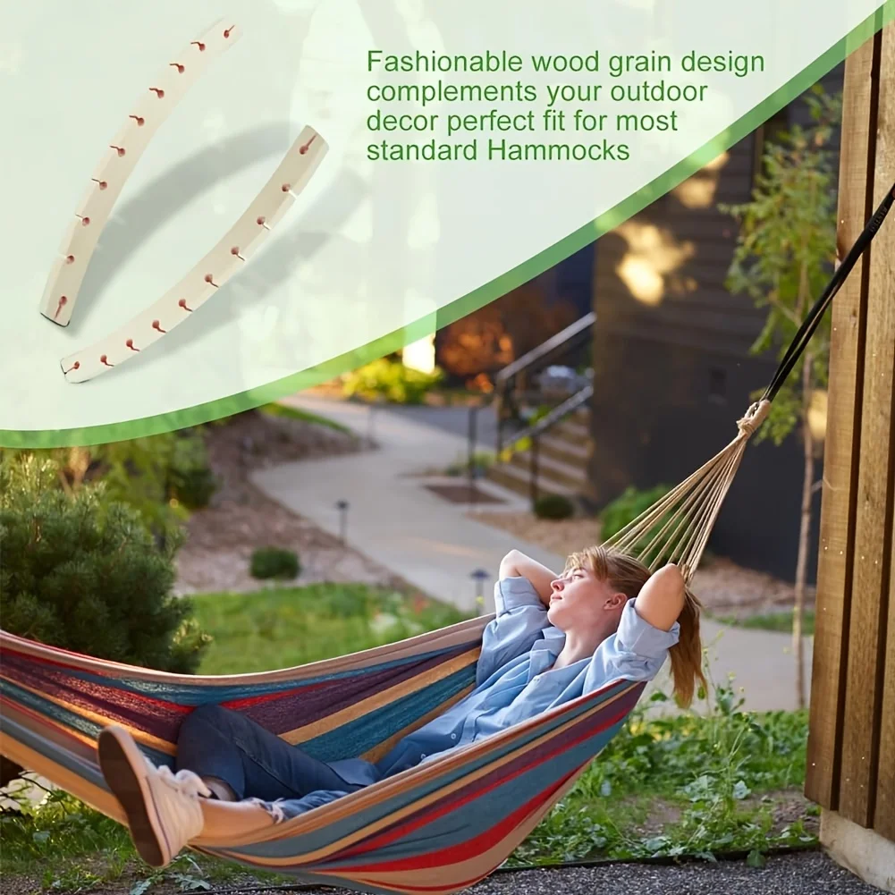 2Pcs Detachable Wooden Hammock Spreader Bars Lightweight Sturdy Anti-Tip Replacement Bars for Camping Garden Backyard Hammock