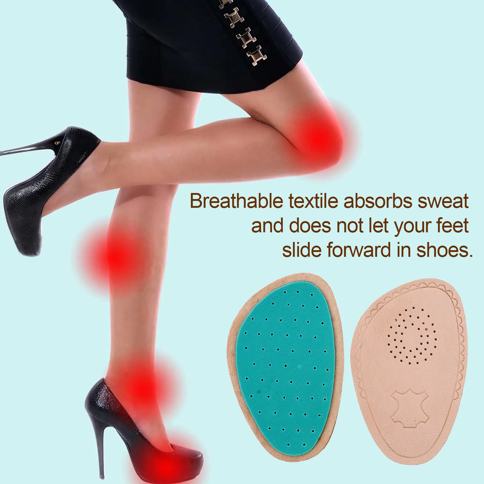 

1Pair Front Palm Pads Anti-Slip Half Insoles Invisible High Heel Cushions Breathable Comfort Shoe Pads Metatarsal Pain Relief