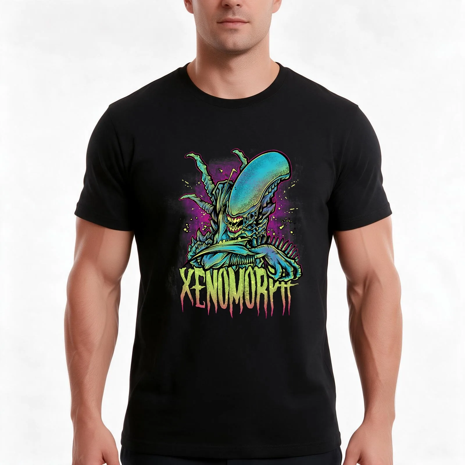 Beware the Xenomorph T-Shirt, Summer Casual Cotton Tee, Oversized Streetwear Tops, Vintage Graphic Print, Loose Fit Short Sleeve