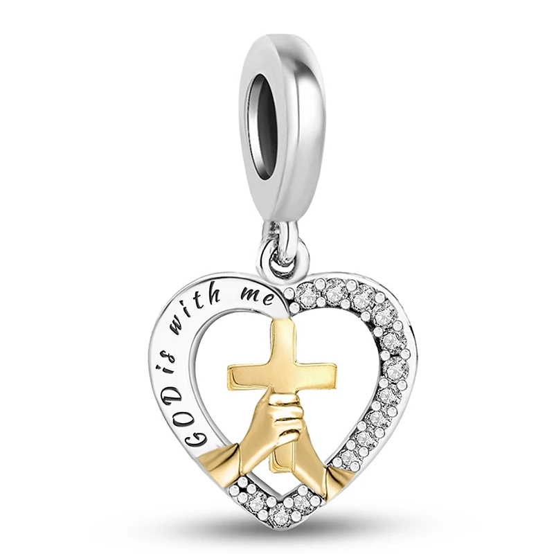 925 Sterling Silver Holy Mother Prayer Cross Series Charms Bead Diy Bracelet Bangle Making Gift of High Quality Fine Jewelry