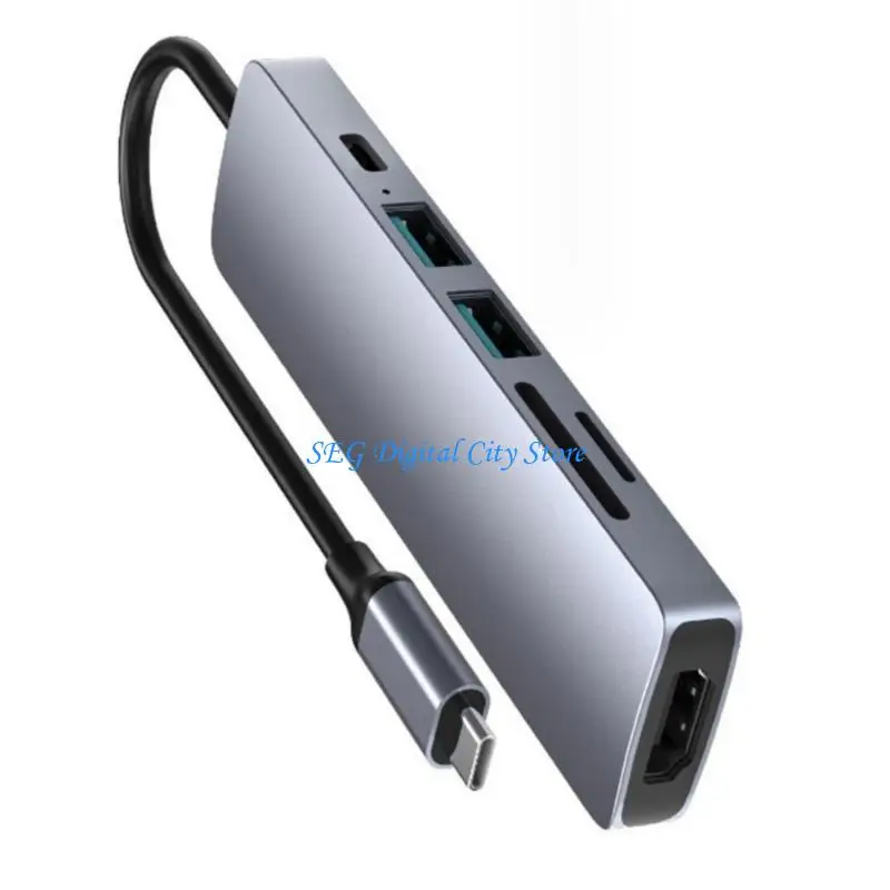 

U75B Convenient USB C Multiports Adapter 8 in1 Docking Stations HDMIs 4K30Hz for Laptop Tablets for Travel Office Use Setting
