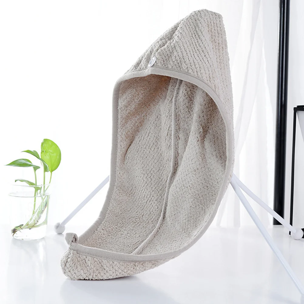 2Pcs Fast Dry Hair Cap Microfiber Dry Hair Hat with Button Secure Wrap for Quick Drying Women Salon Use