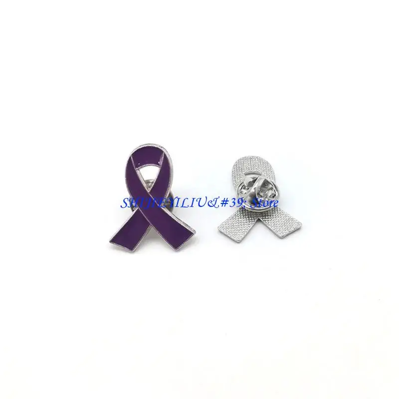 E21F 10 Pcs Ribbon Lapel Pin Breast Cancers Awareness Brooch Hope Ribbon Enamel Pins