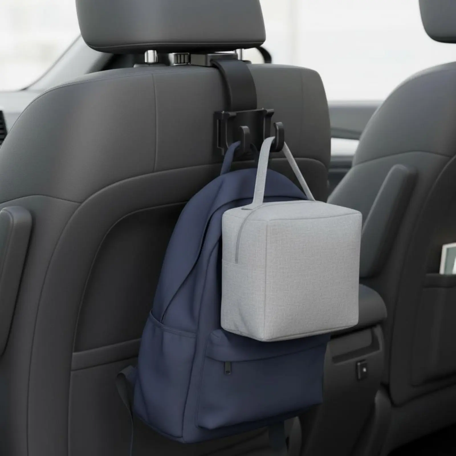Car Seat Hook Sturdy Duty Foldable Car Seat Rear Hook Headrest Hanger Hidden Design