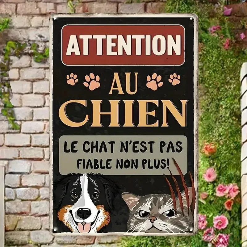 Vintage French Metal Wall Art Sign - 