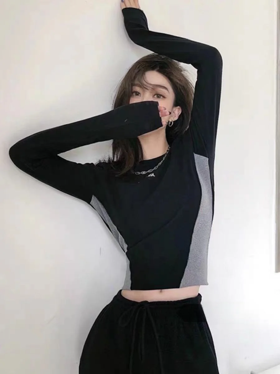 Bla Long Sve T-irt Women's High Waist ort Sle Inner Wear Base irt Top for Winter 2025 High Waist Slim Fit Design