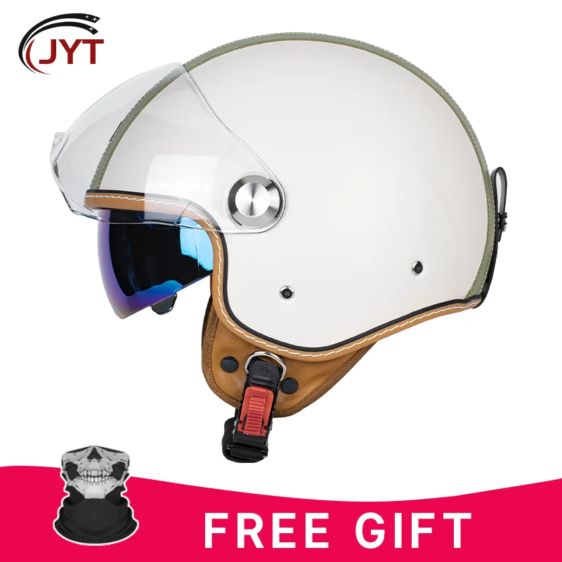 

Simple Dual Striped 3/4 Open Face Motorcycle Helmet with Soft Comfortable Quick Dry Liner Perfect for Men Women Scooter Riders