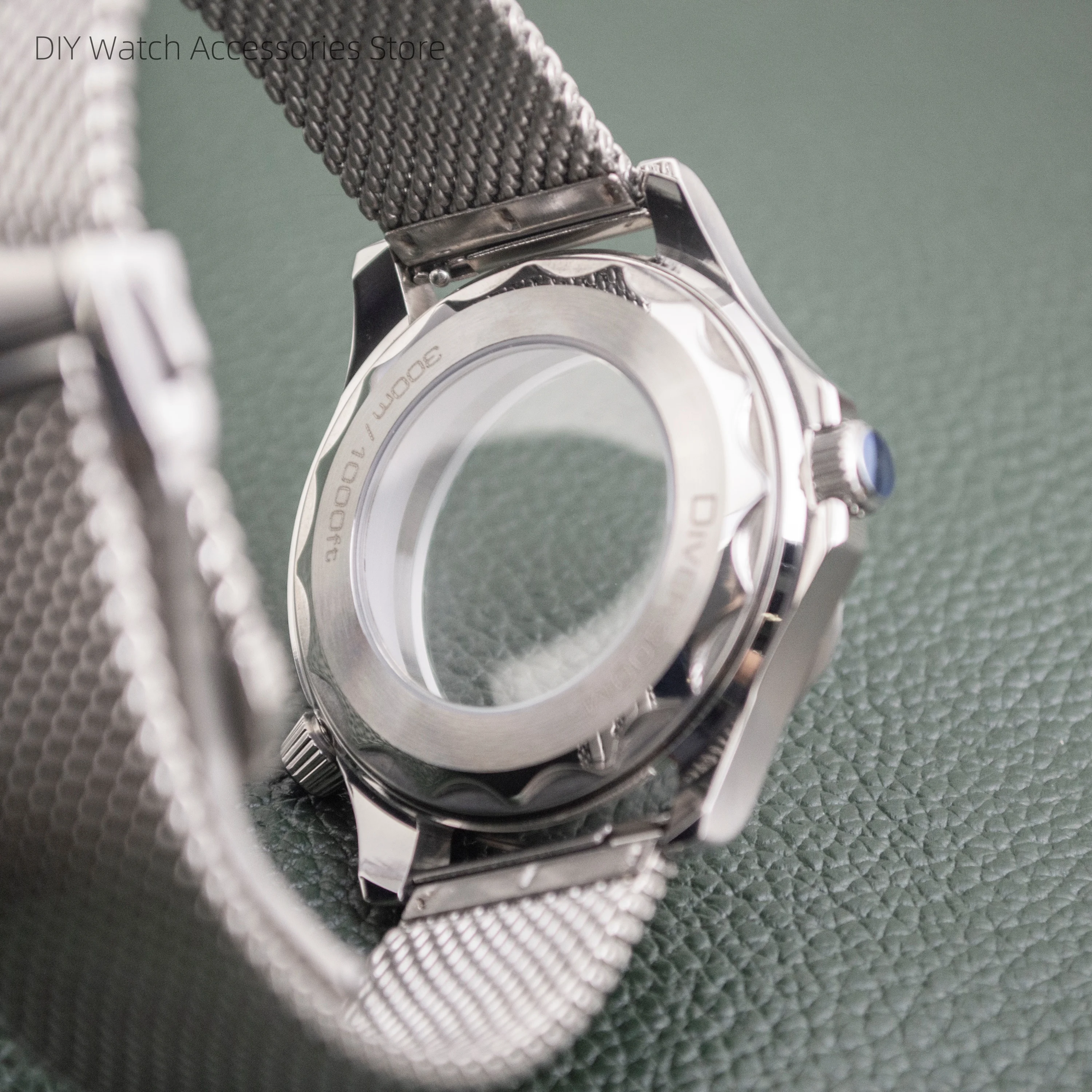 Stainless Steel Watch Case Strap For Seamaster 300 Watch Case Band Fit NH35 NH36 Movement 100m Waterproof Milan Steel Mesh Strap