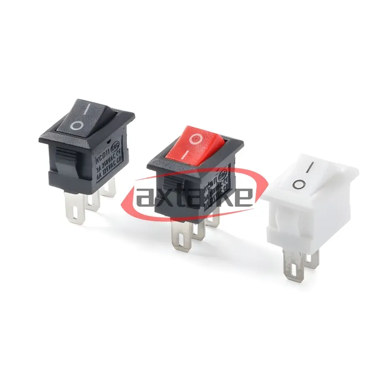 10PCS KCD11 3A 250VAC Push Button Ship Type Switch ON-OFF ON-OFF-ON 2Pin 3Pin 10×15 Red Black 10*15mm Rocker Switch Power Switch
