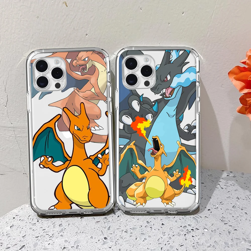 MINISO Pokemon Charizard For iPhone 16 15 13 14 12 11 Pro Plus MAX XS iPhone13 14 Mini Transparent Phone Case