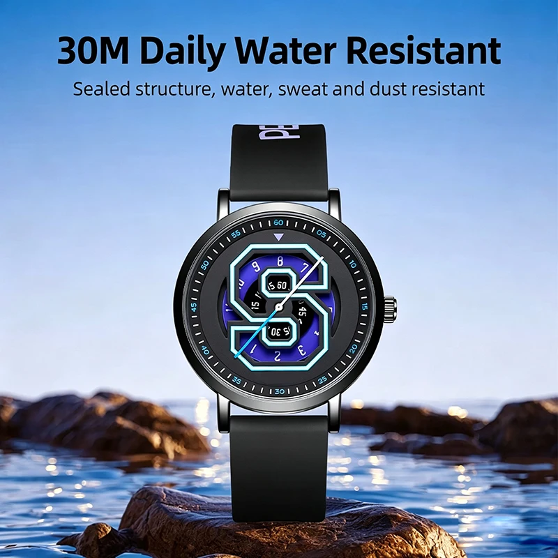 Fashion Personality Creative Rotating Dial Quartz Watch Men Women Double‑Layer Hollow Dial Sport Silicone Strap Unique Gift