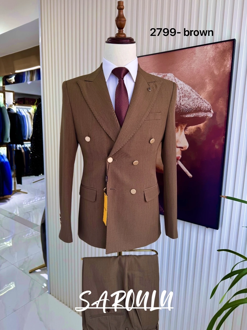 

Vintage Double Breasted Men's Suit Set, Two Pieces Tuxedo For Weddings, Business Meetings, Parties, Stylish Autumn Winter Blazer