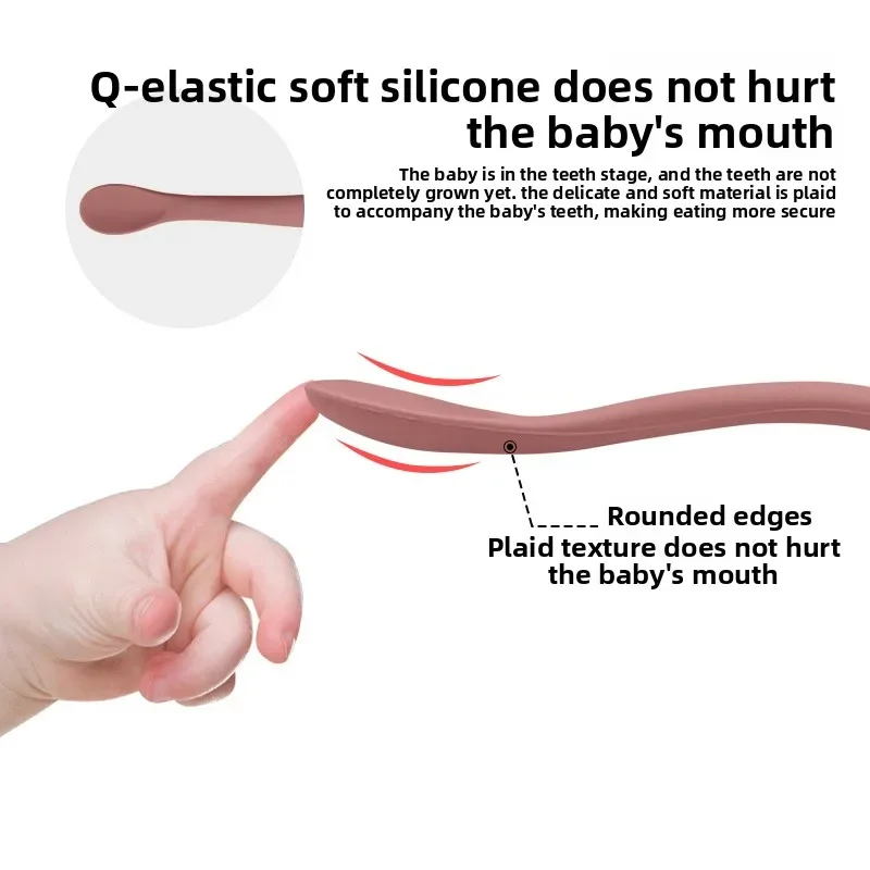 3 قطعة ملعقة سيليكون الطفل ملعقة التعلم ملعقة لينة الأدوات أواني التغذية بيبي مستلزمات الأطفال ملعقة طعام الطفل #4