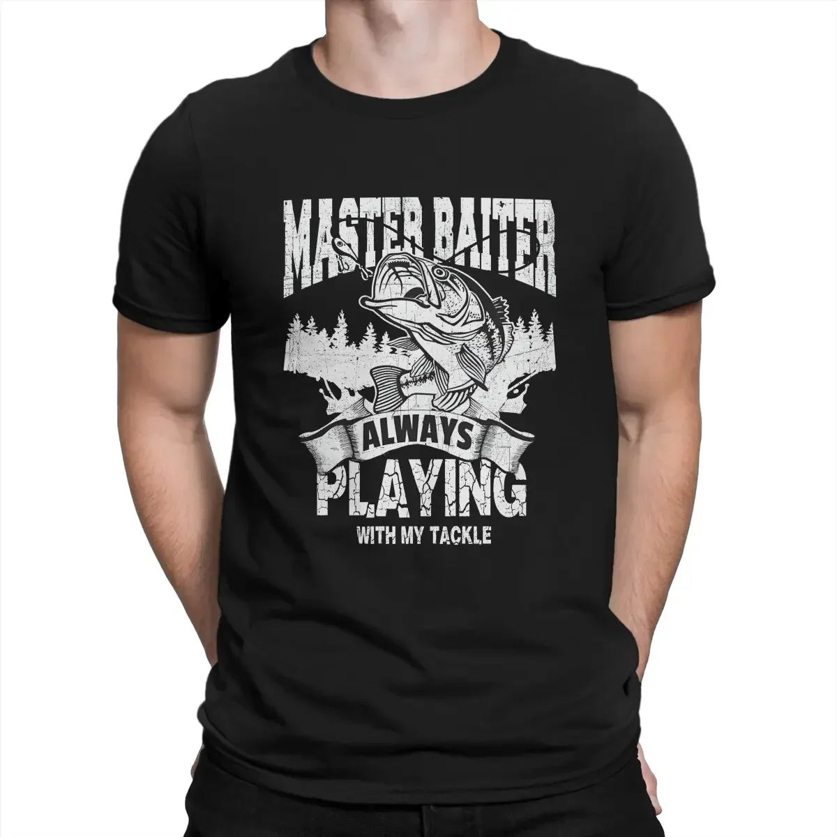 Short Sleeve Fishing Enthusiasts T Shirt style Men's T-Shirts Master Baiter Always Playing With My Tackle Pure Cotton Tee Shirt