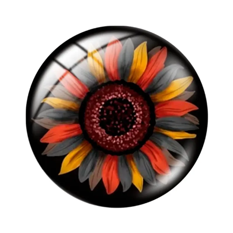 Sunflower pattern  12/18/20/25mm glass cabochon  bracelet pendant rings for jewelry demo earrings back Making findings