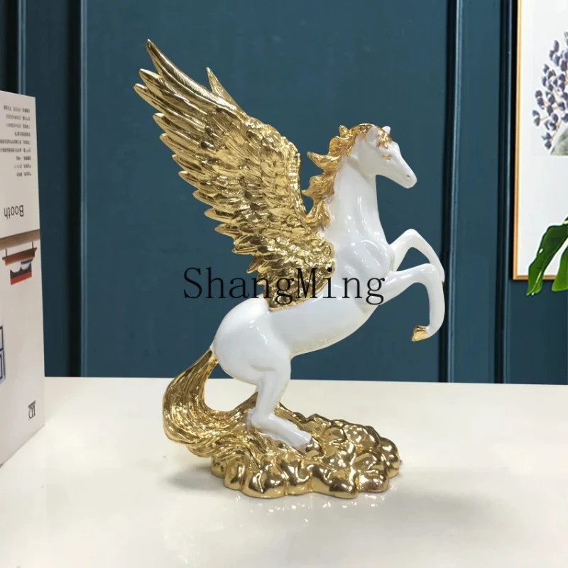 SM resin electroplating small Pegasus ornament home office jewelry gifts animal handicrafts decoration