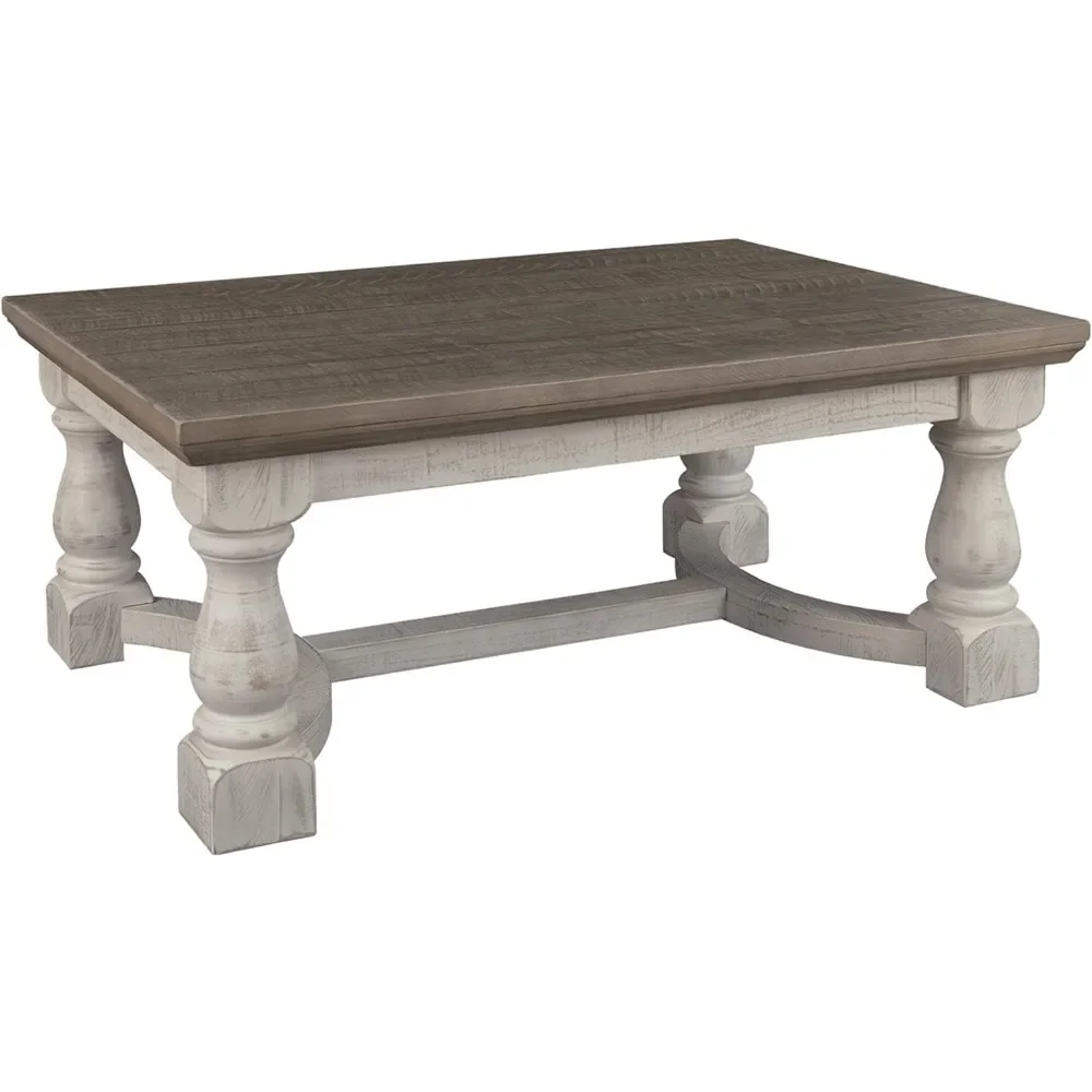 Signature Design by Ashley Havalance Farmhouse Rectangular Coffee Table, Gray & White with Weathered Finish