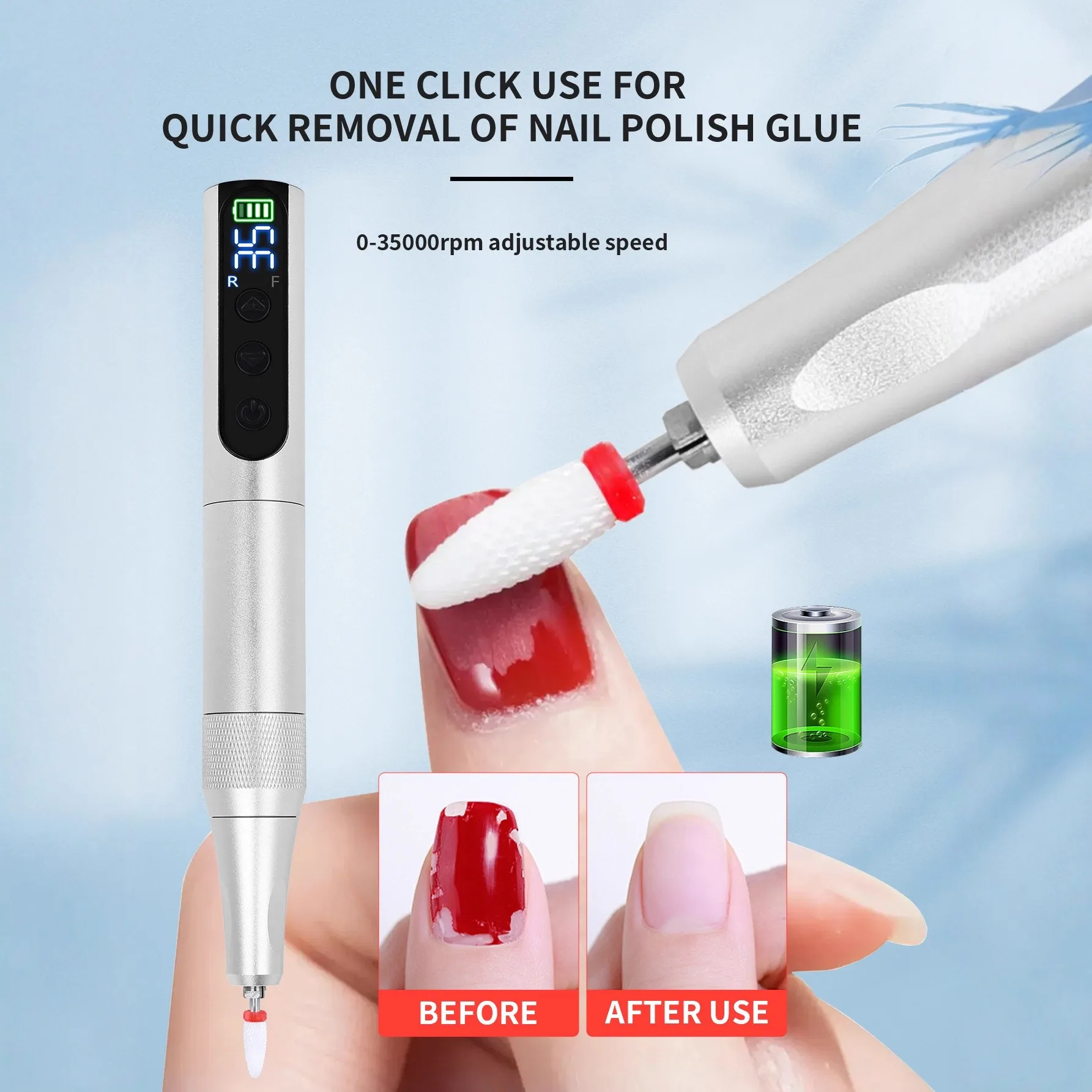 Professional electric nail polish remover and polisher, rechargeable portable small pen nail polisher, Christmas gift.