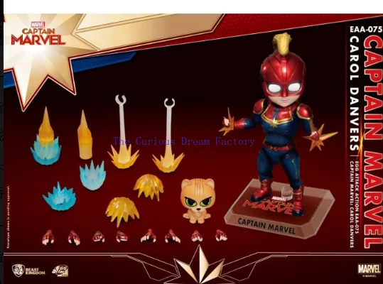 Kingdom EAA-075 Capitán Marvel Versión Q Casco LED con Efecto de Energía de Ganso/Gato Figura de Acción Coleccionable de Los Vengadores