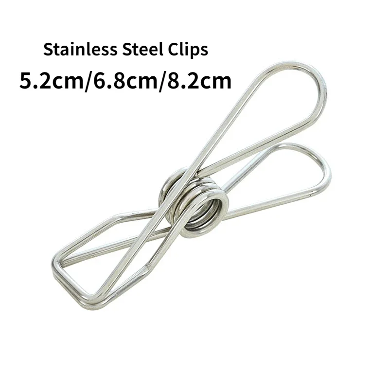 10-40 pz 5.2cm/6.8cm/8.2cm Clip in acciaio inox mollette porta mollette morsetti per abbigliamento Clip di tenuta molletta per uso domestico