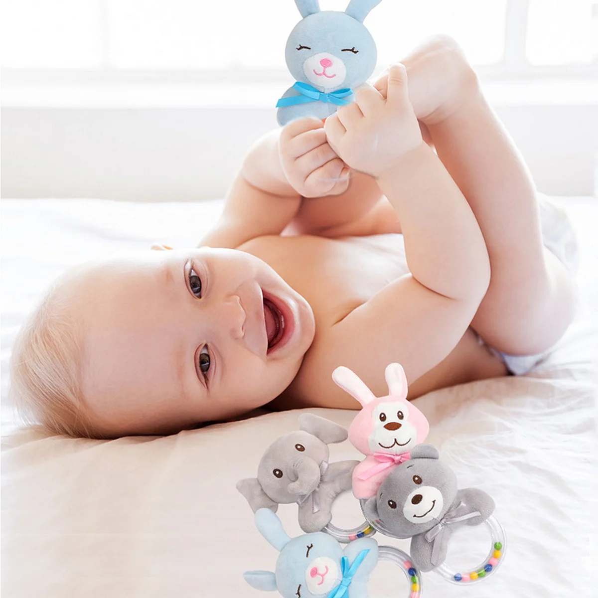 1 ชิ้น แหวนมือดนตรีสำหรับเด็ก น้ำหนักเบา ของเล่นเสริมพัฒนาการทางประสาทสัมผัสสำหรับเด็กทารก แบบพกพา