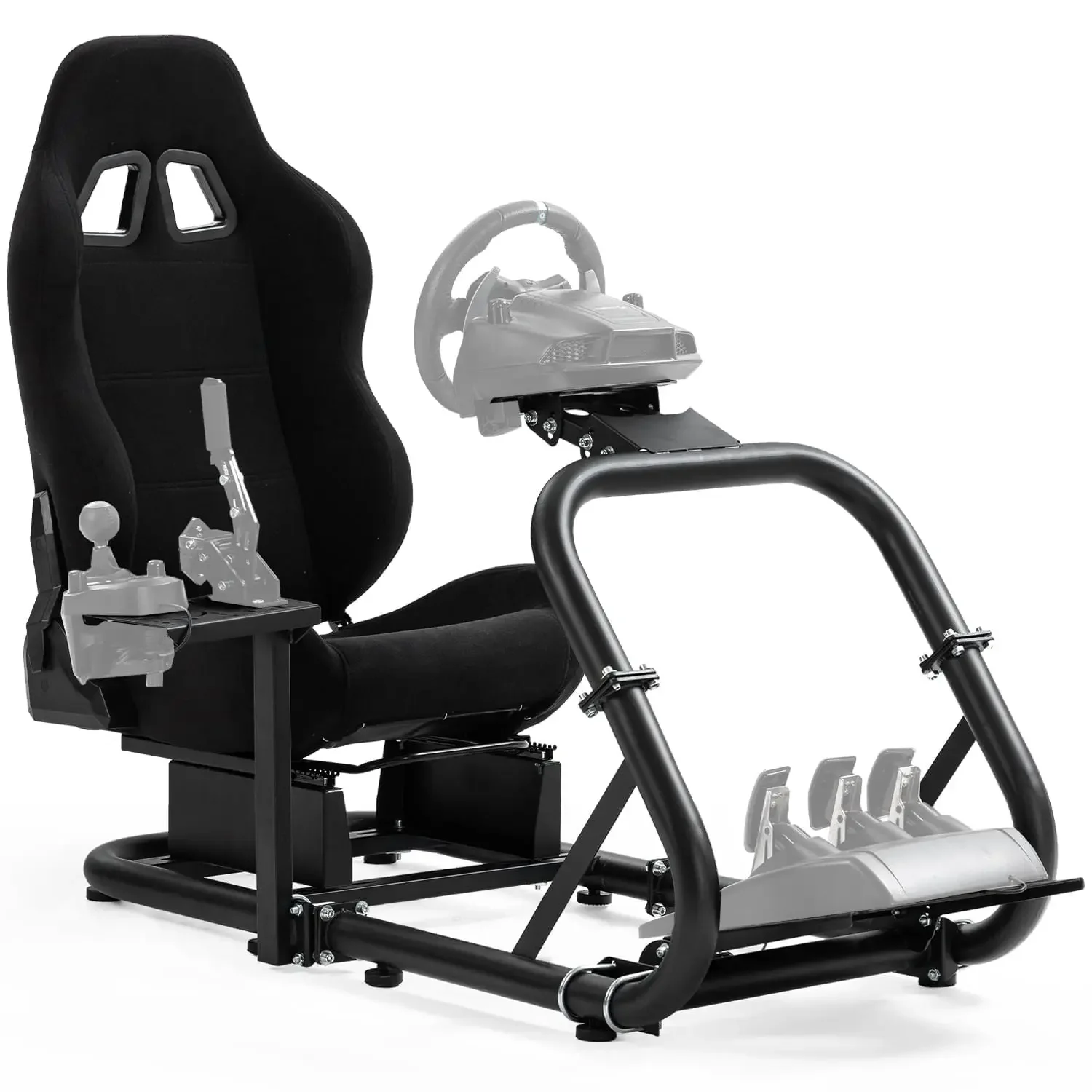 Sim Cockpit, Adj. Black Seat, Fit G27-923, Logi/Thrust/Fanatec, No Wheel/Pedal/Handbrake