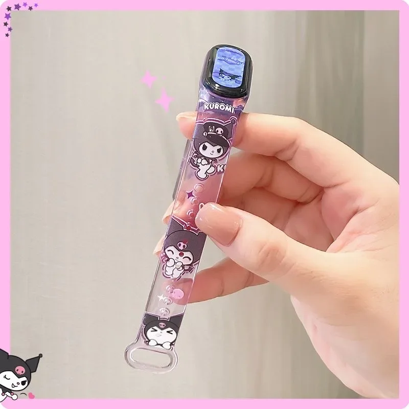 Sanrio My Melody Kuromi Strap for Xiaomi Mi Band 8 7 6 5 4 3 Wristband Cartoon TPU Bracelet Smartwatch Replacement Watchband