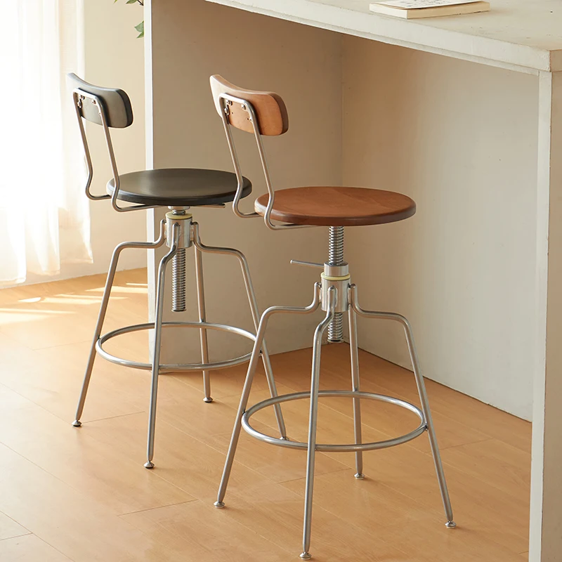 

Bar chair retro light luxury home backrest high stool bar chair cafe liftable high chair stool