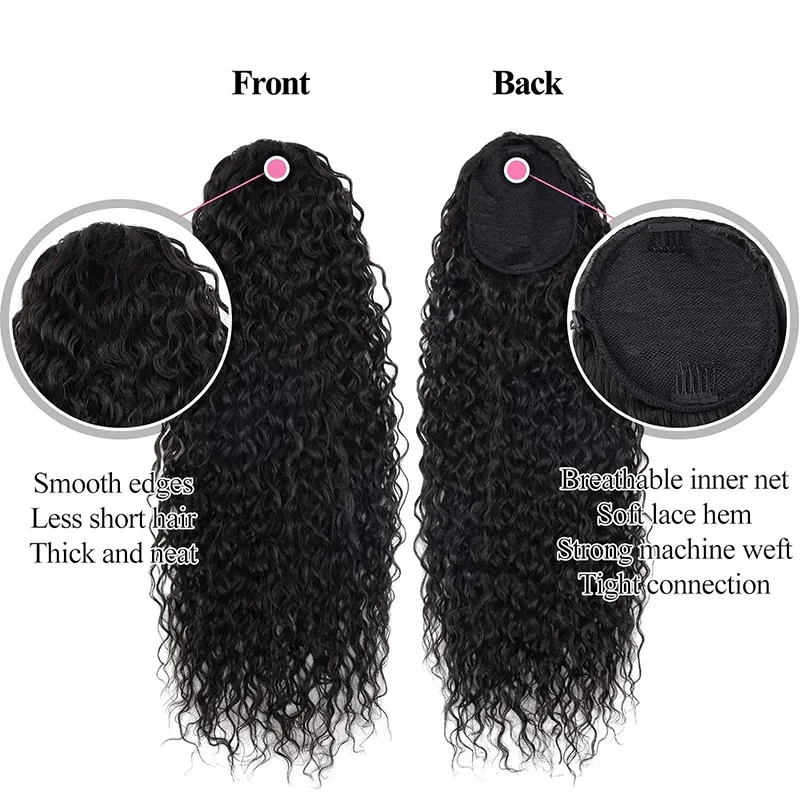 Deep Wave Drawstring Ponytail100% Real Human Hair Brazilian Wrap Around Drawstring Ponytail  Human Hair For women