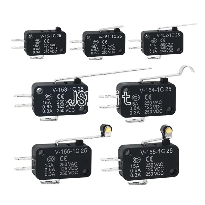 10pcs Durable Micro Limit Switch V-156-1C25 Long Hinge Roller Momentary SPDT Snap Action