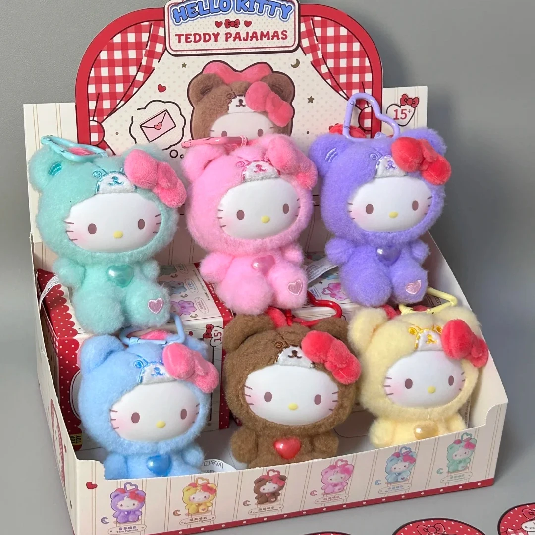

Authentic Sanrio Hello Kitty Teddy Pajama Series Blind Box Vinyl Surprise Bag Cute Cartoon Doll Figures Cute Girls Gift Pendant