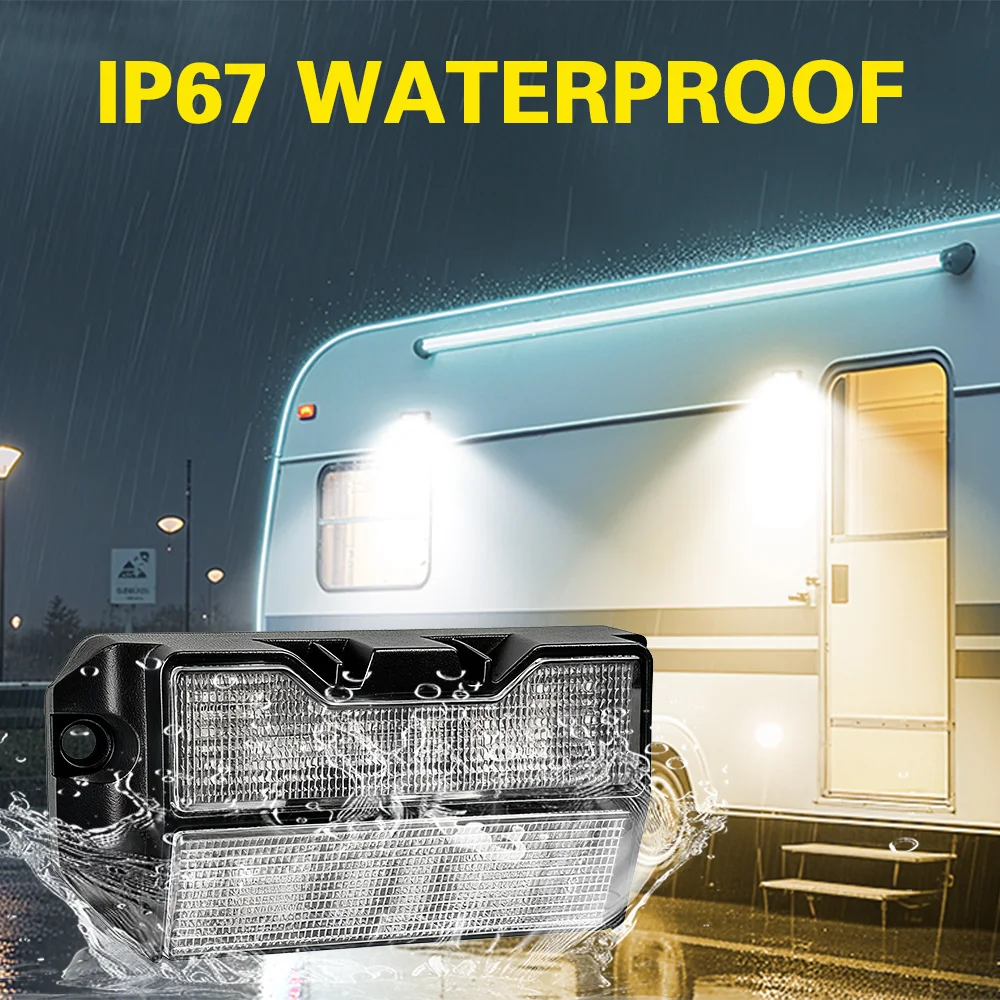 RV Exterior Light  5 Inch / 9 Inch Porch Lights Flood Beam 12V 24V LED Scene Cargo Lighting for RVs Trailers Travel Campers