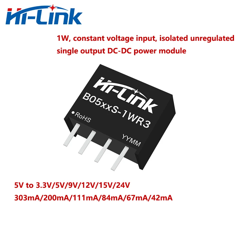 Free Shipping 50pcs/lot New Small Size B0509S-1WR3 88% Efficiency 1W 5V to 9V 111mA DC DC Converter Power Supply Module