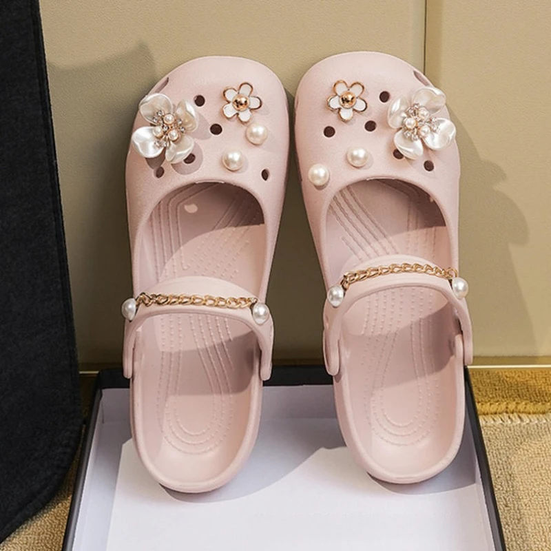 Cold camellia Super Immortal Pearl Diamond Flower Pearl Shoe Charms Ballet Shoe Buckles Handmade Beads Removable Decoration Gift
