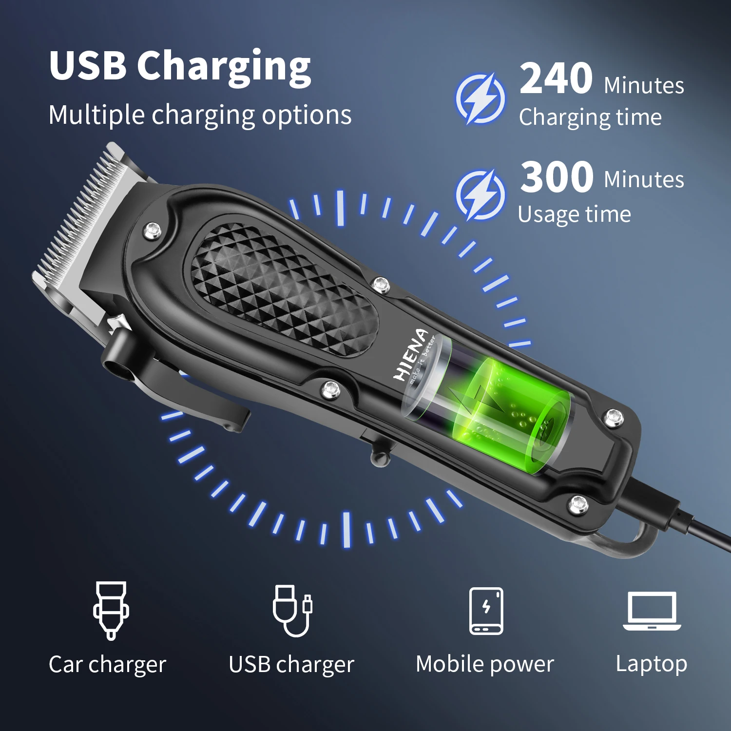 

Adjustable Professional Hair Clipper Barber Hair Trimmer For Men Electric Powerful Hair Cutting Machine Rechargeable Haircut Kit