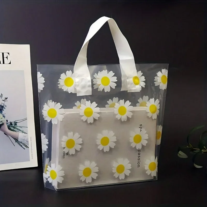 10pcs Vibrant Daisy Themed Gift Bags – Stain & Water Resistant Versatile Ideal for Packaging Cosmetics Clothes & Parties Supply