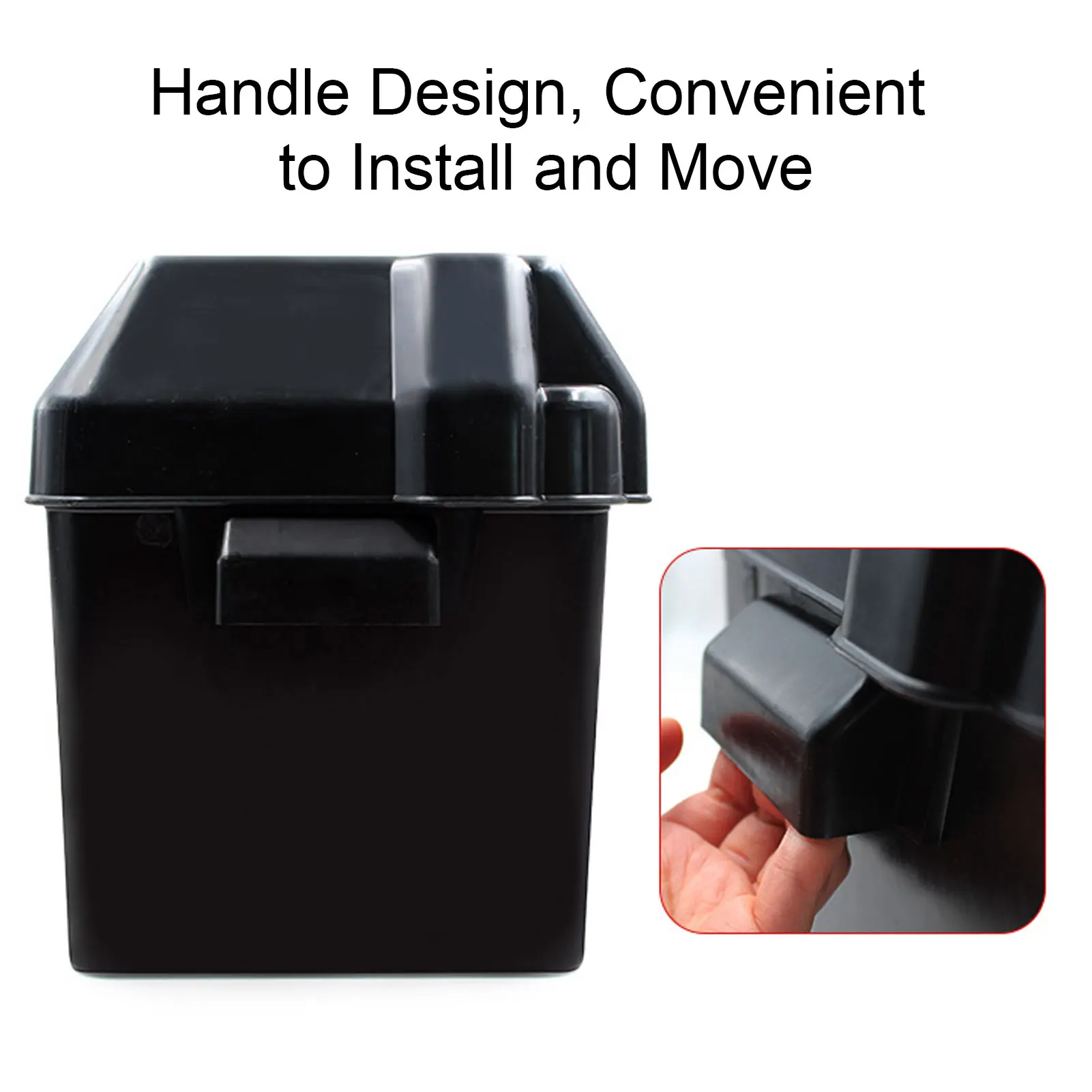 Trailer Battery Box 12V Automotive Battery Box Anti Impact ABS Black Robust Structure for Batteries Smaller Than 325x195x185mm