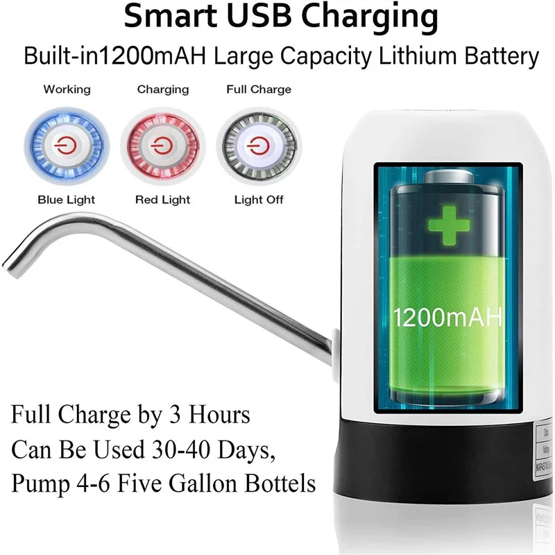 Drinking Fountain Water Bottle Pump Home Garden Automatic Switch One Click Kitchen Dining Room Mini Electric USB Charging Carboy