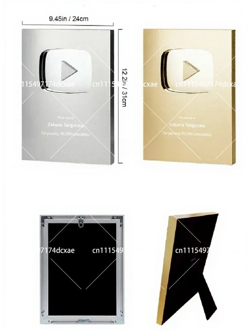 Customized  Play Button Award Plaque Personalized Video Sharing Achievement Recognition