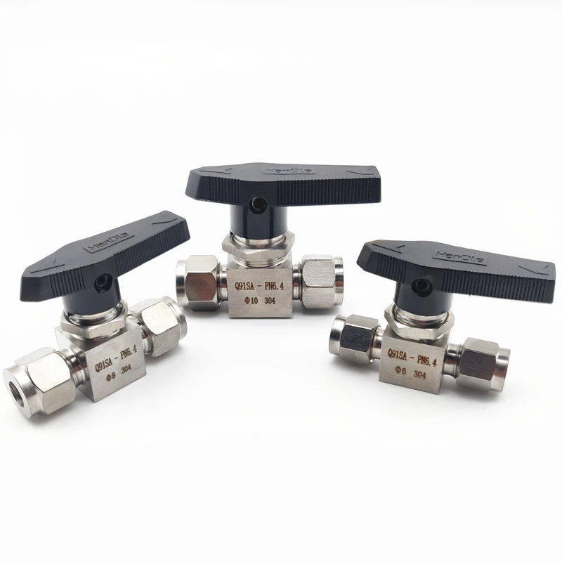 

304 316L Stainless Steel Double Ferrule Ball Valve 6mm 8mm 10mm 1/8" 1/4" 3/8" Tube Hex Panel Air Source Instrument Valve