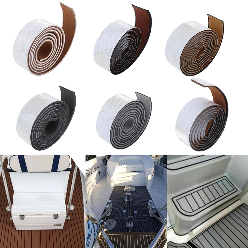 2400x57x6mm Self-Adhesive EVA Foam Faux Teak Boat Flooring Waterproof Marine Yacht Decking Sheet Striped Pad