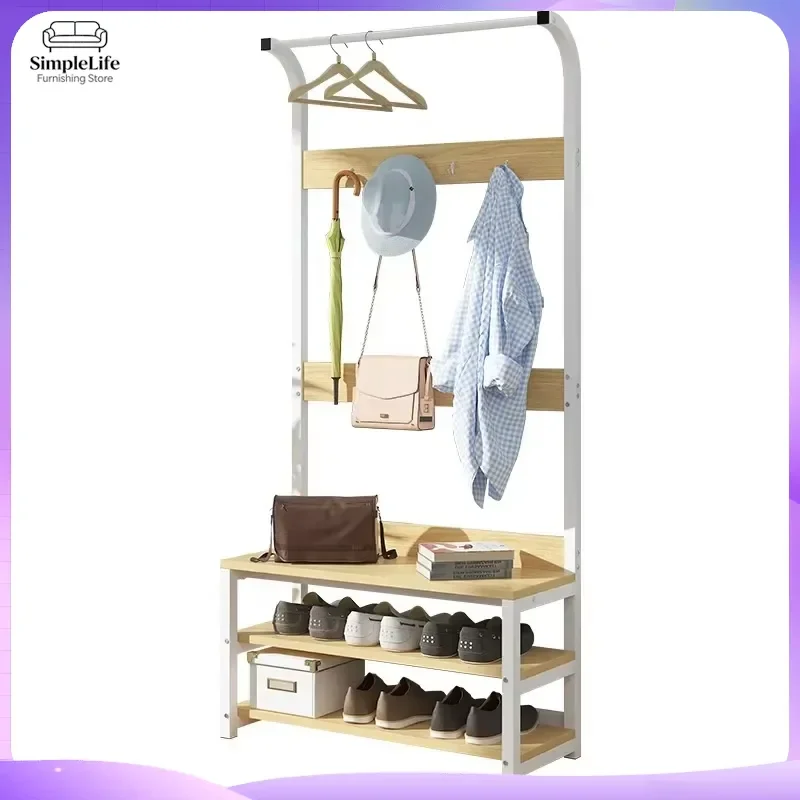 Metal Coat Rack Stand with Hooks Multifunctional Clothes Hanger Organizer Heavy Duty Garment Storage Rack for Entryway
