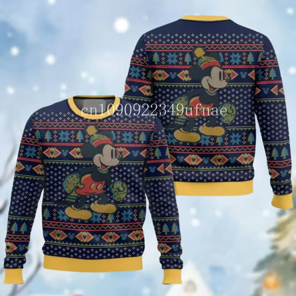 

2025Disney Christmas Sweater Men's Womens 3d Ugly Sweater Mickey Ugly Christmas Sweater Anime Xmas Gifts Sweater