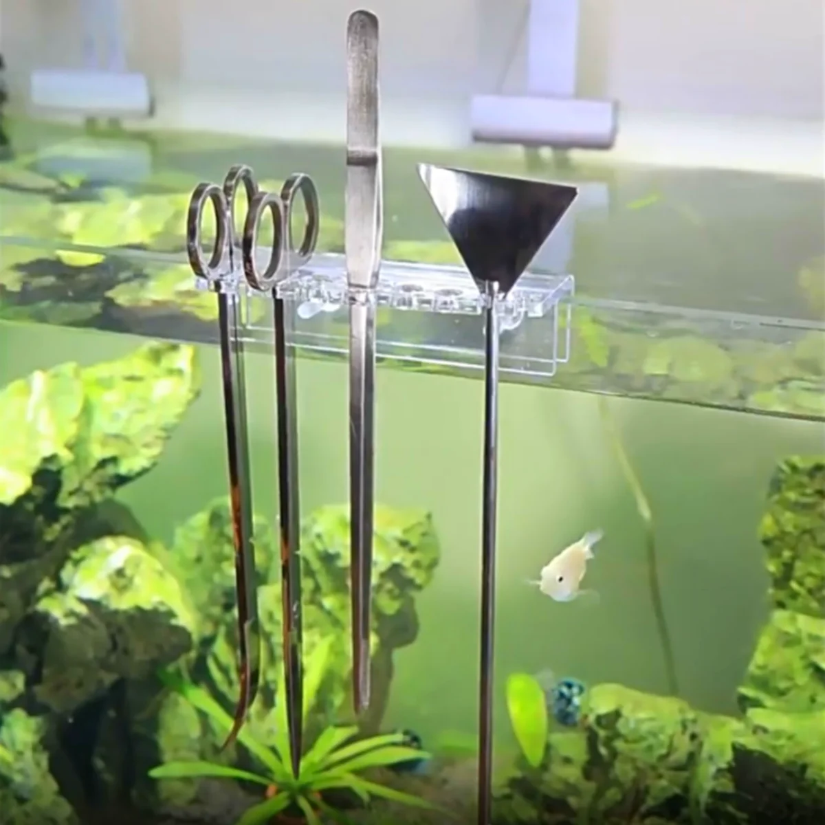 Fish Tank Acrylic Cleaning Tool Storage Rack Aquarium Water Grass Cleaning Tool Supporting Holder for Tweezer Scraper Scissors